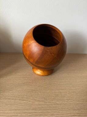 Handcrafted Brown Wooden Globe Dish - Home Accents